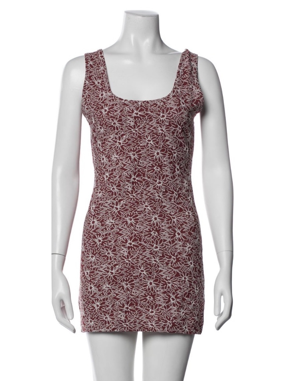 M by Missoni Burgundy Floral Scoop Mini Dress